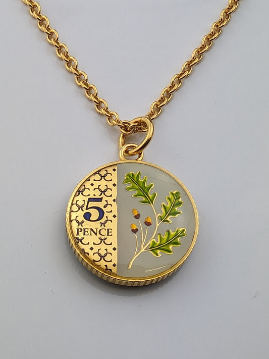 King Charles III Five Pence - Enamelled Coin Necklace