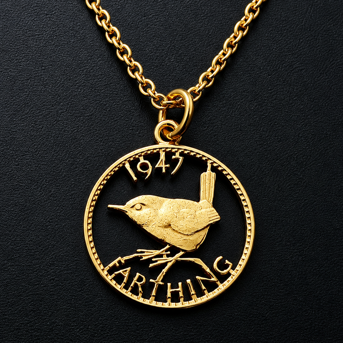 Wren Farthing (1937-1956) - Cut Out Coin Necklace