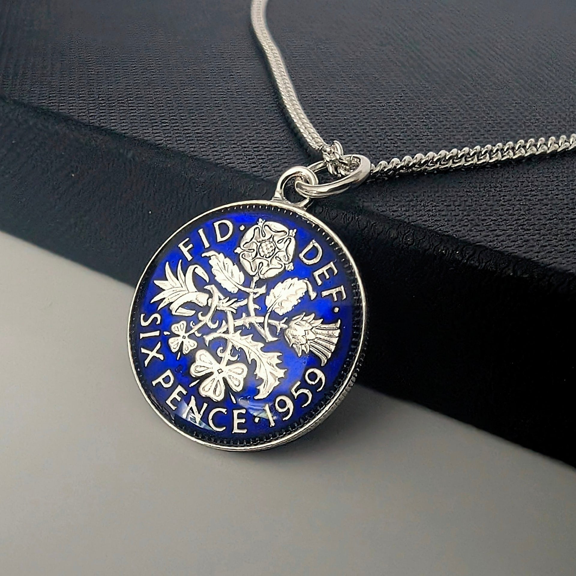 Sixpence (1953-1967) Enamelled Coin Necklace – Coin Design