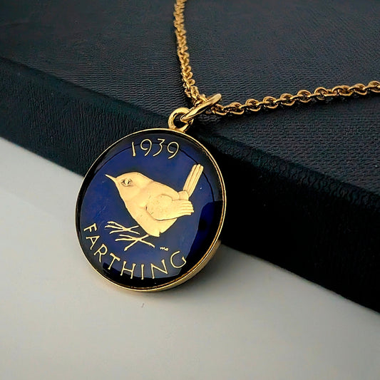 Wren Farthing (1937-1956) - Enamelled Coin Necklace